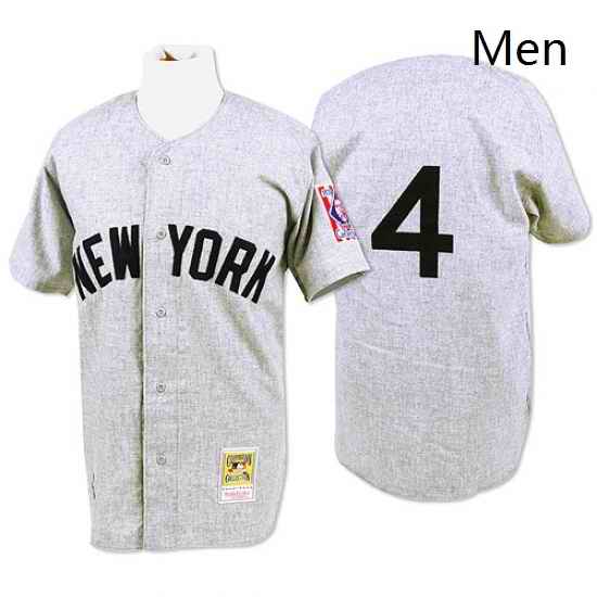 Mens Mitchell and Ness 1939 New York Yankees 4 Lou Gehrig Replica Grey Throwback MLB Jersey
